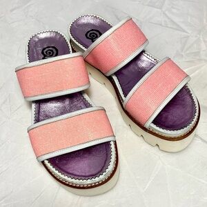 Y2K Ursula mascaro chunky platform slide sandal with pink sparkly straps size 6